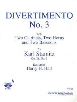 Stamitz, Karl Philipp: Divettimento op.21,3 for 2 clarinets, 2 horns and 2 bassoons, score+parts 