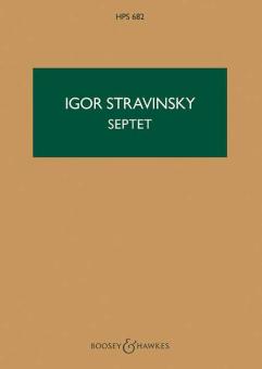 Strawinsky, Igor: Septet HPS 682 für Klarinette, Horn, Fagott, Klavier, Violine, Viola und Violoncello, Studienpartitur 
