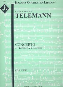 Telemann, Georg Philipp: Concerto für Blockflöte, Fagott, 2 Violinen, Viola und bc, Partitur 