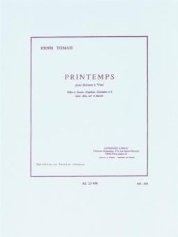 Tomasi, Henri: Printemps pour flute et piccolo, hautbois, clarinette, saxophone alto, cor, basson, partition et parties 