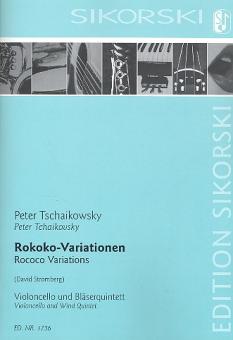 Tschaikowsky, Peter Iljitsch: Rokoko-Variationen op.33 für Violoncello, Flöte, Oboe, Klarinette, Horn und Fagott, Partitur und Stimmen 