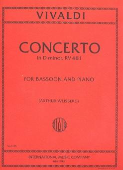 Vivaldi, Antonio: Concerto d minor RV481 for bassoon and strings, for bassoon and piano 