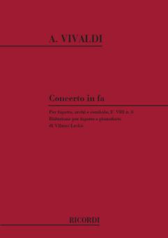 Vivaldi, Antonio: Concerto fa maggiore F.VIII:8 per fagotto, archi e bc, Fagott und Klavier 