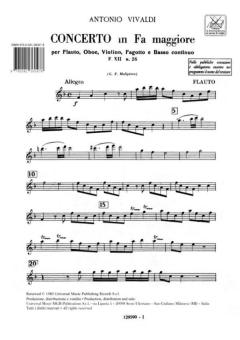 Vivaldi, Antonio: CONCERTO FA MAGGIORE RV99 PER FLAUTO, VIOLINO, FAGOTTO, E BC,  PARTI 