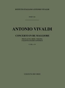 Vivaldi, Antonio: Concerto re maggiore F.XII,25 per flauto, oboe, violino, fagotto, e bc, partitura 