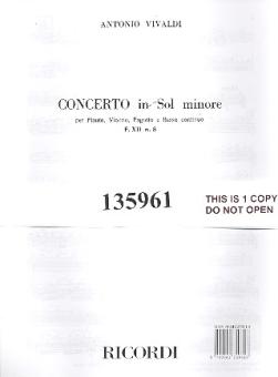 Vivaldi, Antonio: Concerto sol minore RV106 per flauto, violino, fagotto e bc, parti 