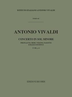 Vivaldi, Antonio: Concerto sol minore fxii:6 per flauto, oboe, violino, fagotto e cembalo, partitura 