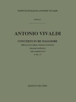 Vivaldi, Antonio: Konzert D-Dur F.XII:9 für Flöte Oboe, Violine, Fagott und Bc, Partitur 