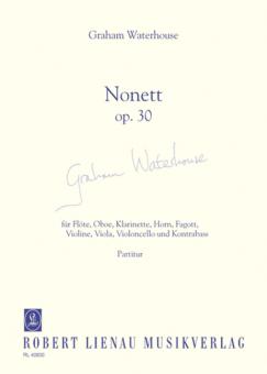 Waterhouse, Graham: Nonett op.30 für Flöte, Oboe, Klarinette Horn, Fagott, Violine, Viola, Cello und Kb, Partitur 