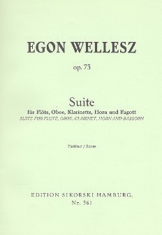 Wellesz, Egon: Suite op.73 für Flöte, Oboe, Klarinette, Horn, Fagott, Studienpartitur 