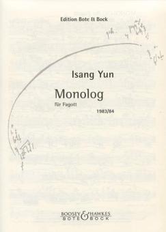 Yun, Isang: Monolog für Fagott 