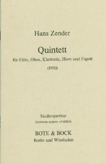 Zender, Hans: Quintett op.3 (1950) für Flöte, Oboe, Klarinette, Horn und Fagott, Studienpartitur 